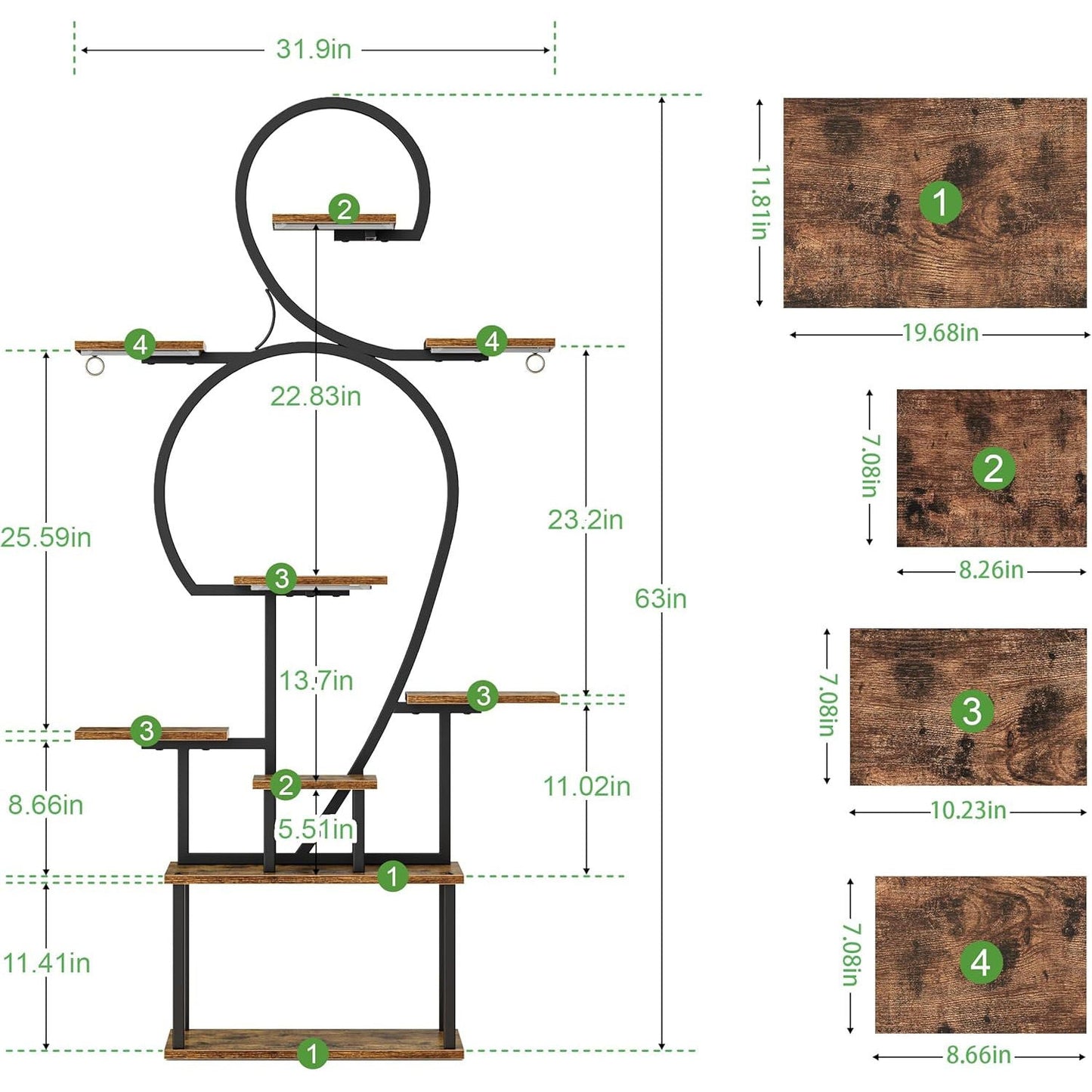 9-Tier Indoor Plant Stand with Grow Light