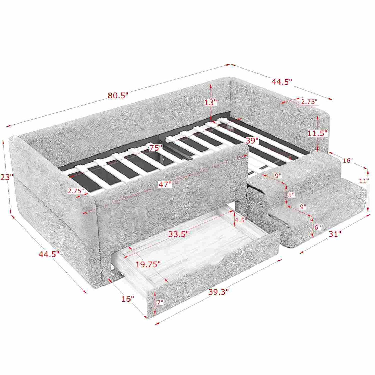 Safe Kids Bed With Guardrails And Storage