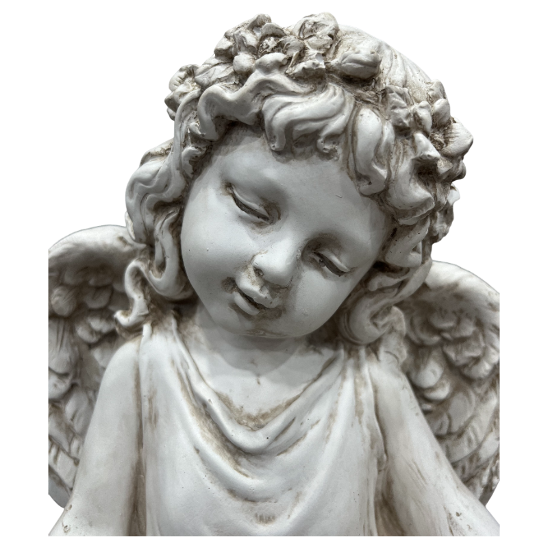 21.06" Tall Weathered Angel Cherub Garden Statue