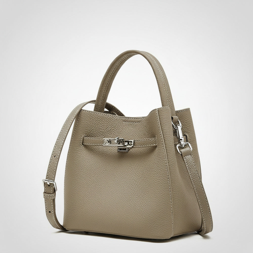 Autumn And Winter New Genuine Leather Vegetable Basket Bucket Bag For Women, Made Of Top-layer Cowhide, Versatile For Commuting, Can Be Worn On The Shoulder Or Carried By Hand