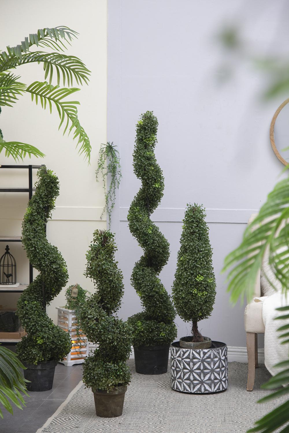 7.5x7.5x35" 3 Foot Tall Artificial Spiral Boxwood Tree