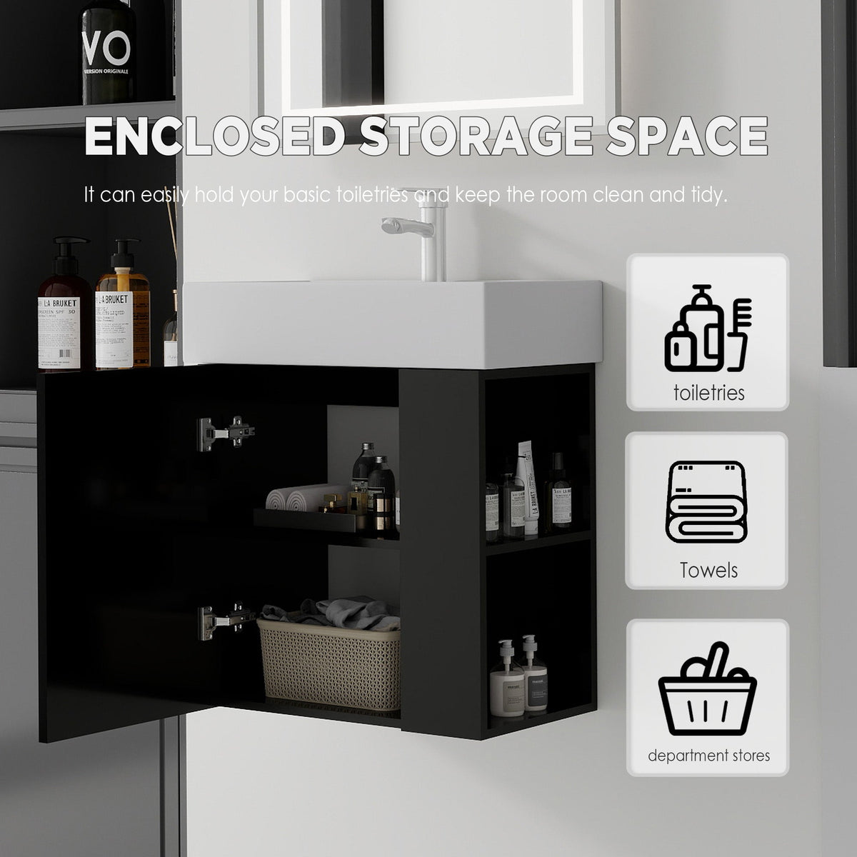 21.6 Inch Floating Bathroom Vanity with Sink