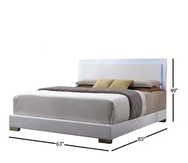 Lorimar White Faux Leather Panel Bed