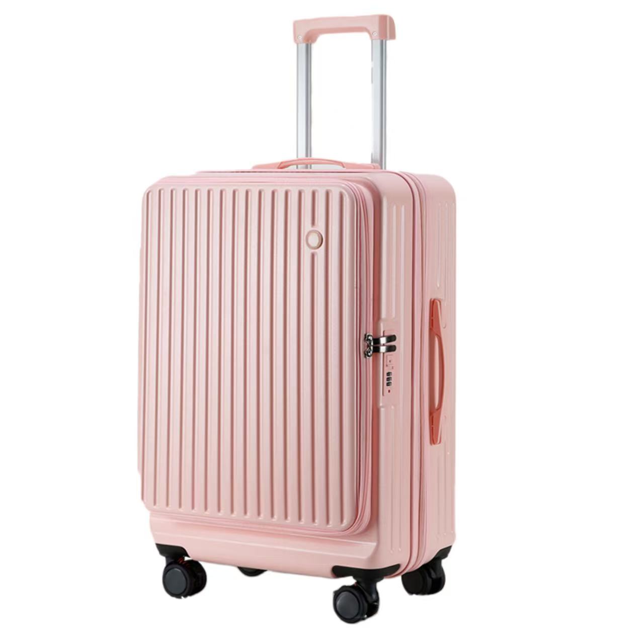 Front Opening Expandable Carry On Luggage, Large And Medium Sized Cabin Bag, Made Of Alloy Material, TSA Lock, USB Charging Port, Foldable Cup Holder