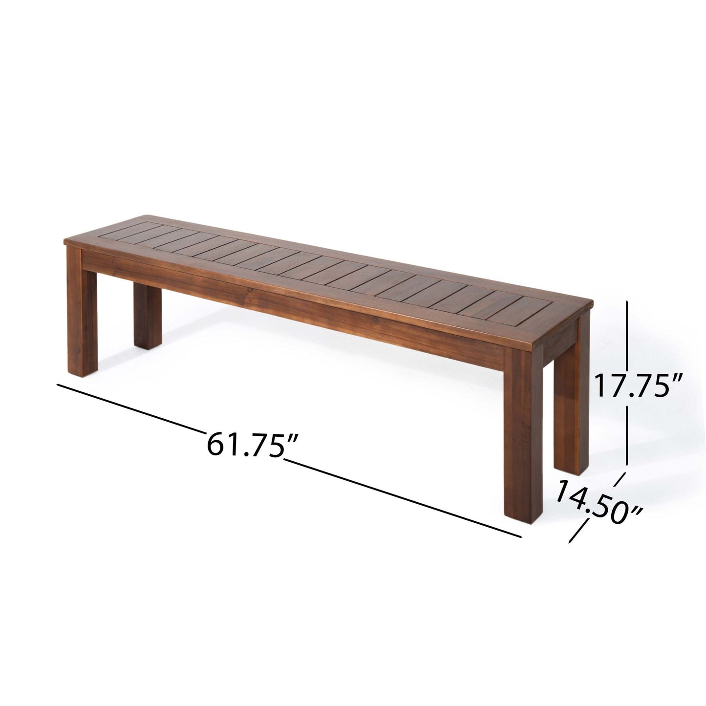 Acacia Wood Outdoor Bench with Beautiful Slat Paneling - Dark Brown
