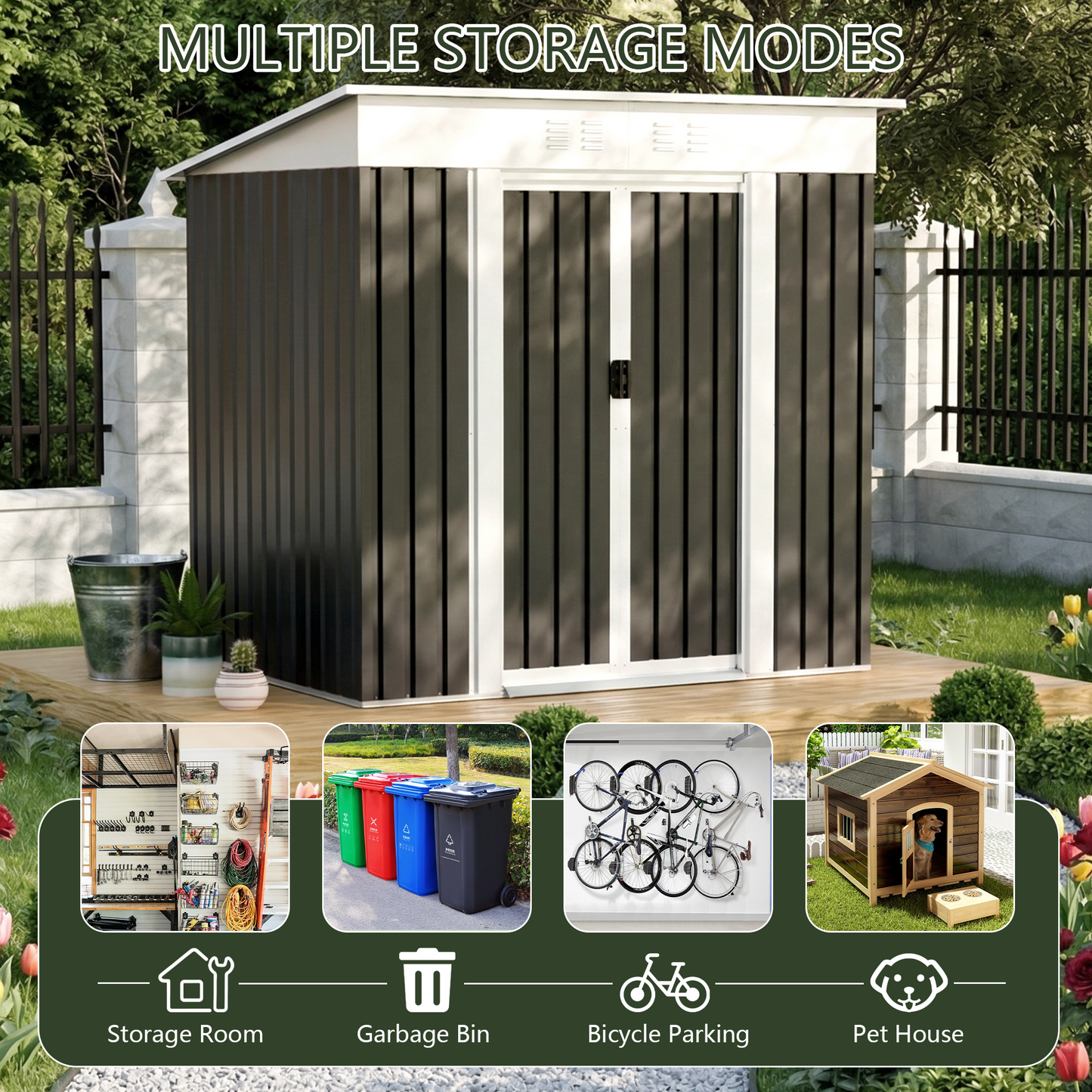6x4 Ft Garden Shed for Patio and Outdoor Storage