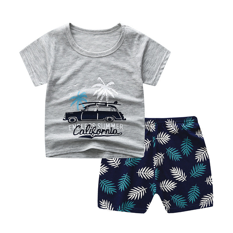 New Children's Short Sleeved Suit Baby Cotton Short Sleeved