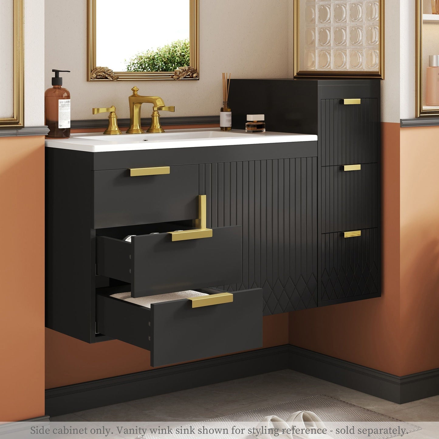Modern Wall Mounted Floating Cabinet with Drawers for Bathroom