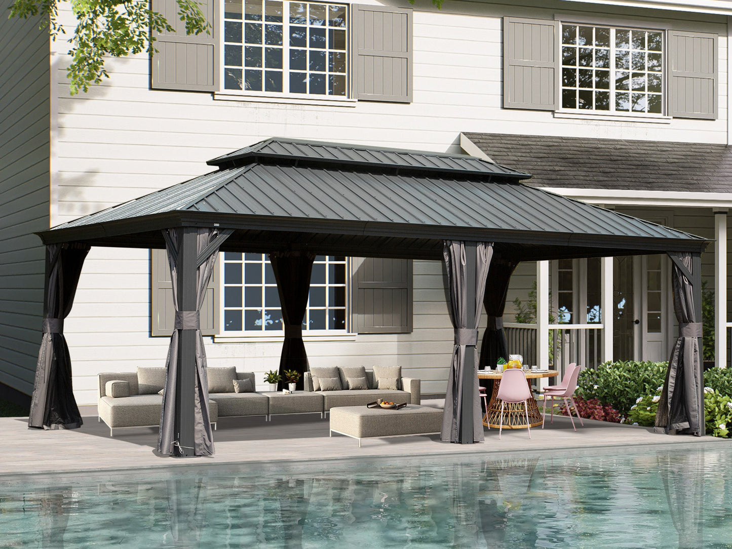 14' x 20' Hardtop Gazebo Outdoor Metal Gazebo Canopy