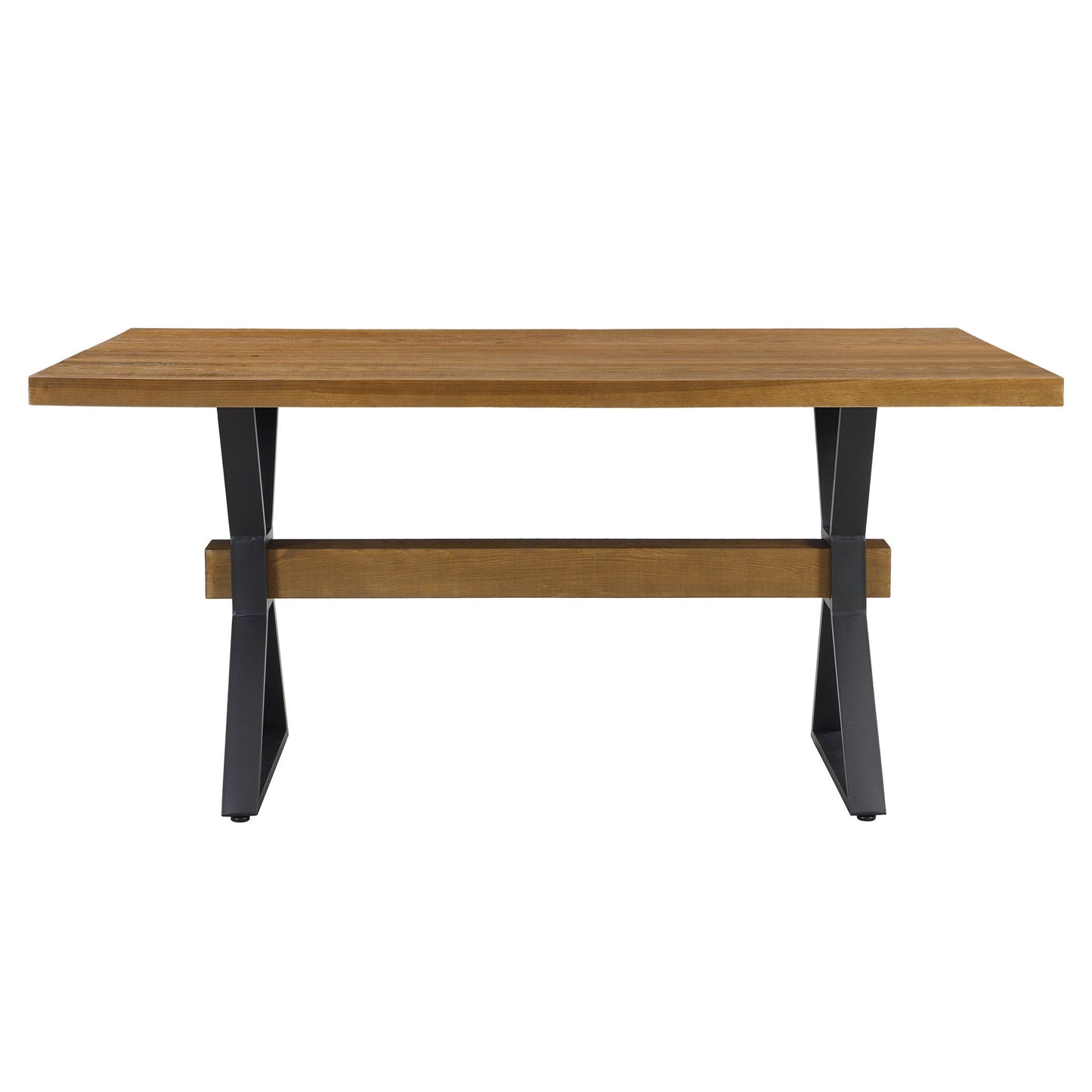 Farmhouse Style X Shaped Legs Dining Table With Moulded Details - Brown