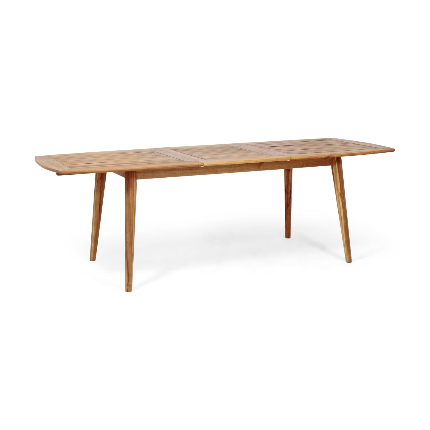 Placidity Outdoor Expandable Dining Table with Slatted Tabletop and Tapered Legs