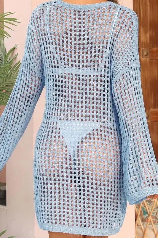 Women's Crochet Coverup Dress Crochet Coverup Dress - Side Split - Loose Fit