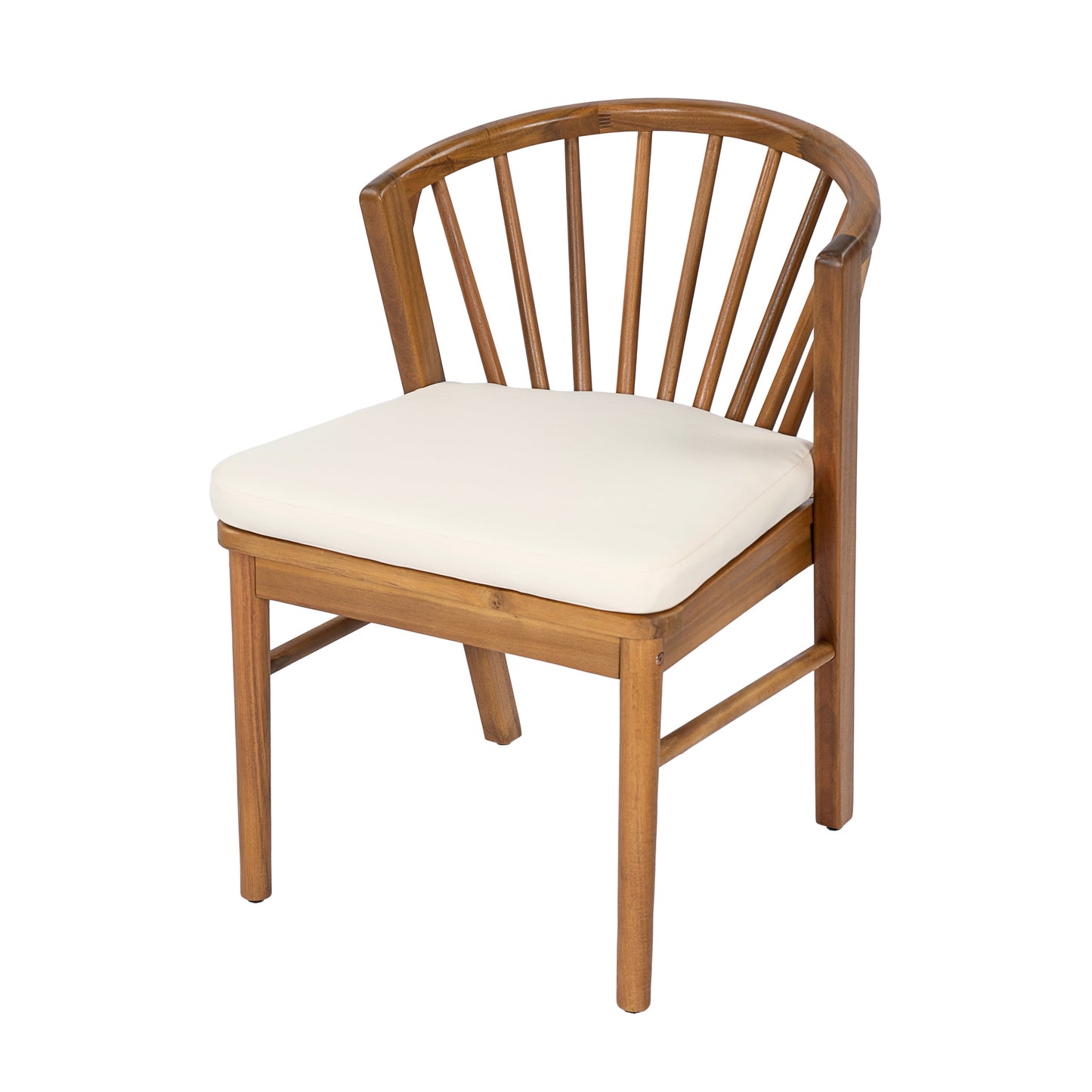 Outdoor Dining Chairs Set of 2, Acacia Wood Patio Chairs with Cushions