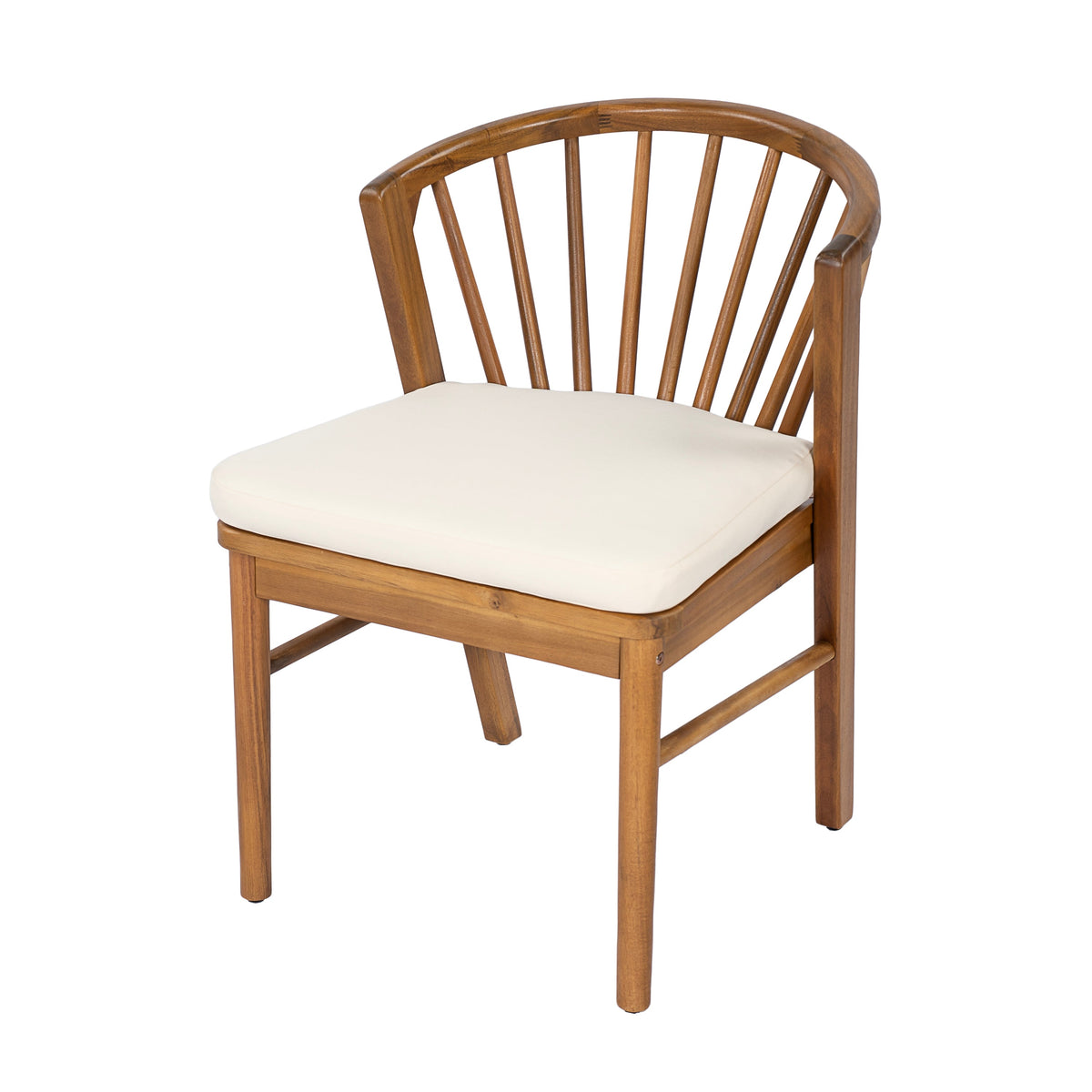Outdoor Dining Chairs Set of 2, Acacia Wood Patio Chairs with Cushions