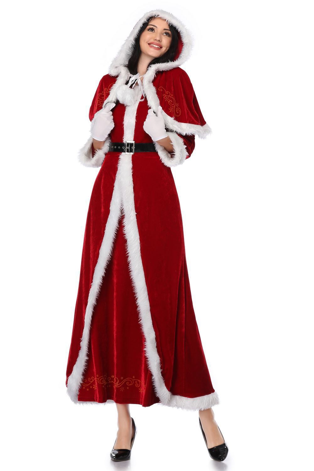New red and white warm cozy cute long Christmas Robe for women