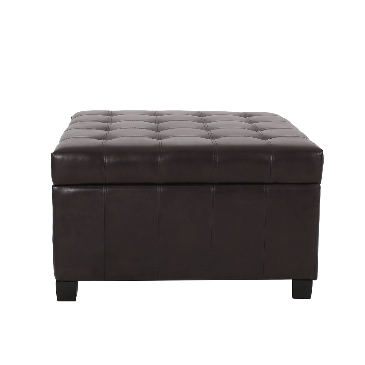 Upholstered Tufted PU Leather Storage Ottoman