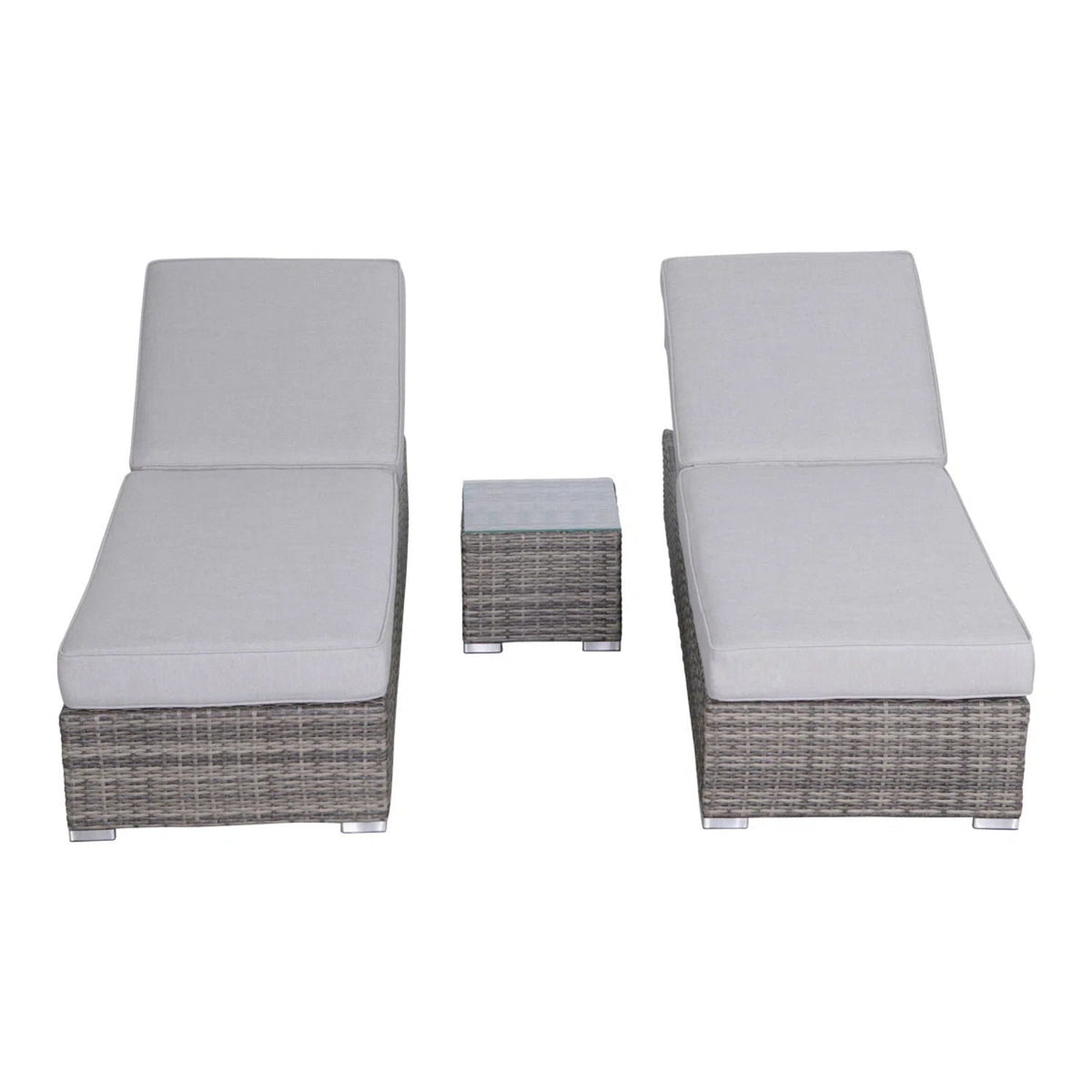 3 Piece Chaise Lounge Set With Adjustable Reclining - Gray Mix