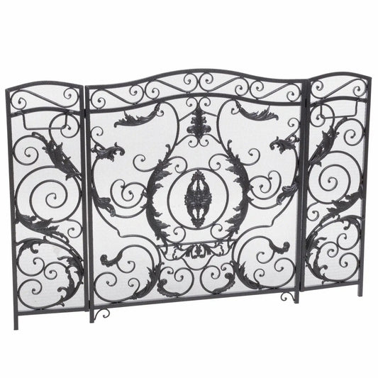 Mariella Traditional Floral Iron Fireplace Screen with Ornate Design