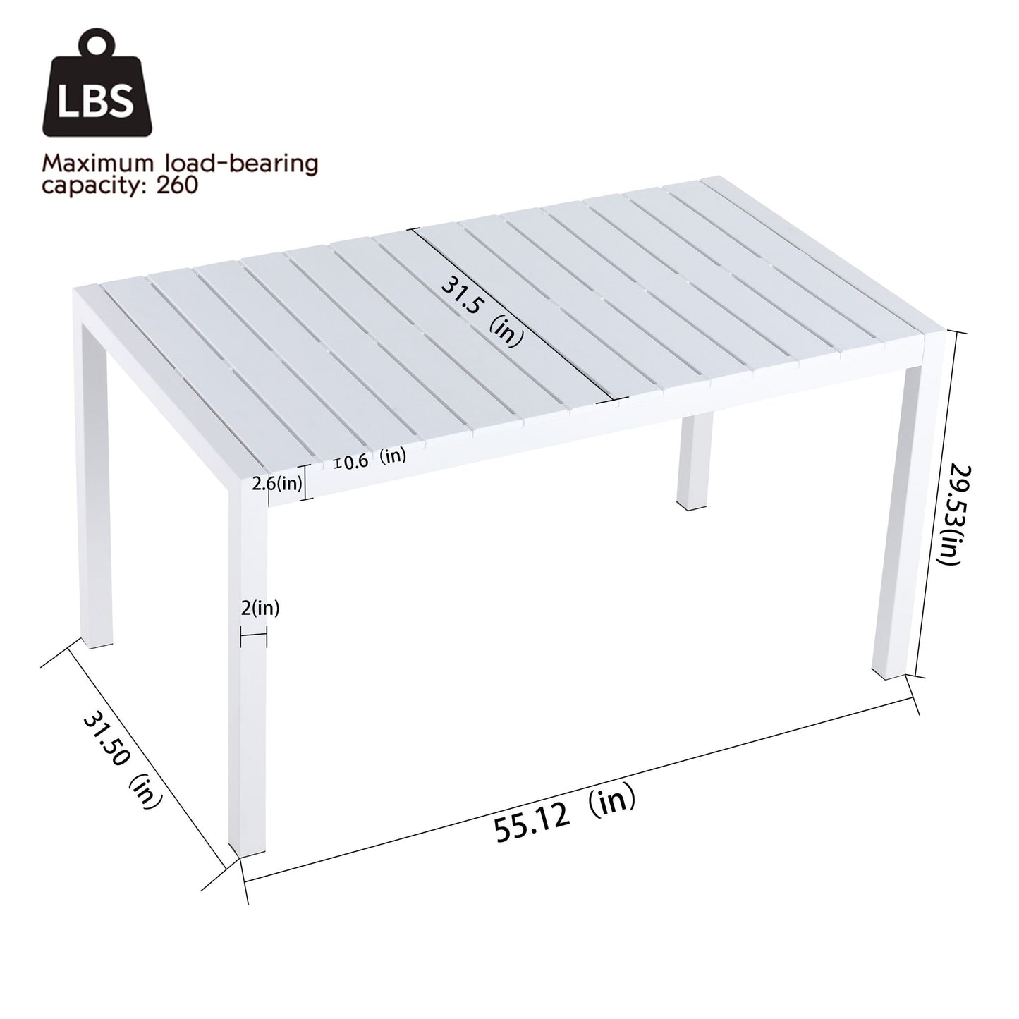 Modern Long Table with UV Resistant Powder-Coated Metal Legs