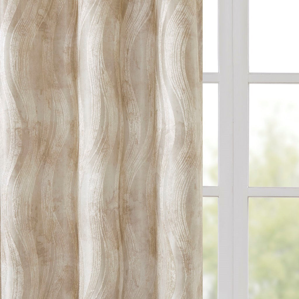Printed Jacquard Grommet Top Total Blackout Curtain Panel