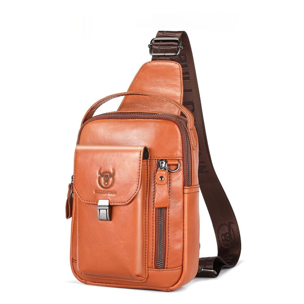 Mens Cowhide Shoulder Crossbody Bag