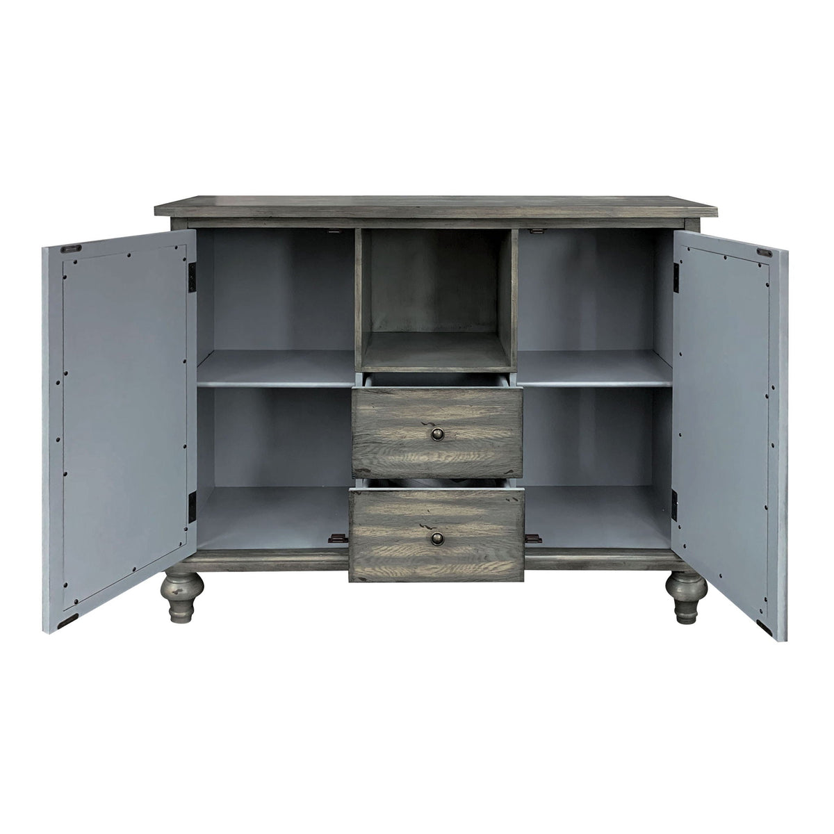 Velika Weathered Console Table With 1 Open Compartment Storage - Gray