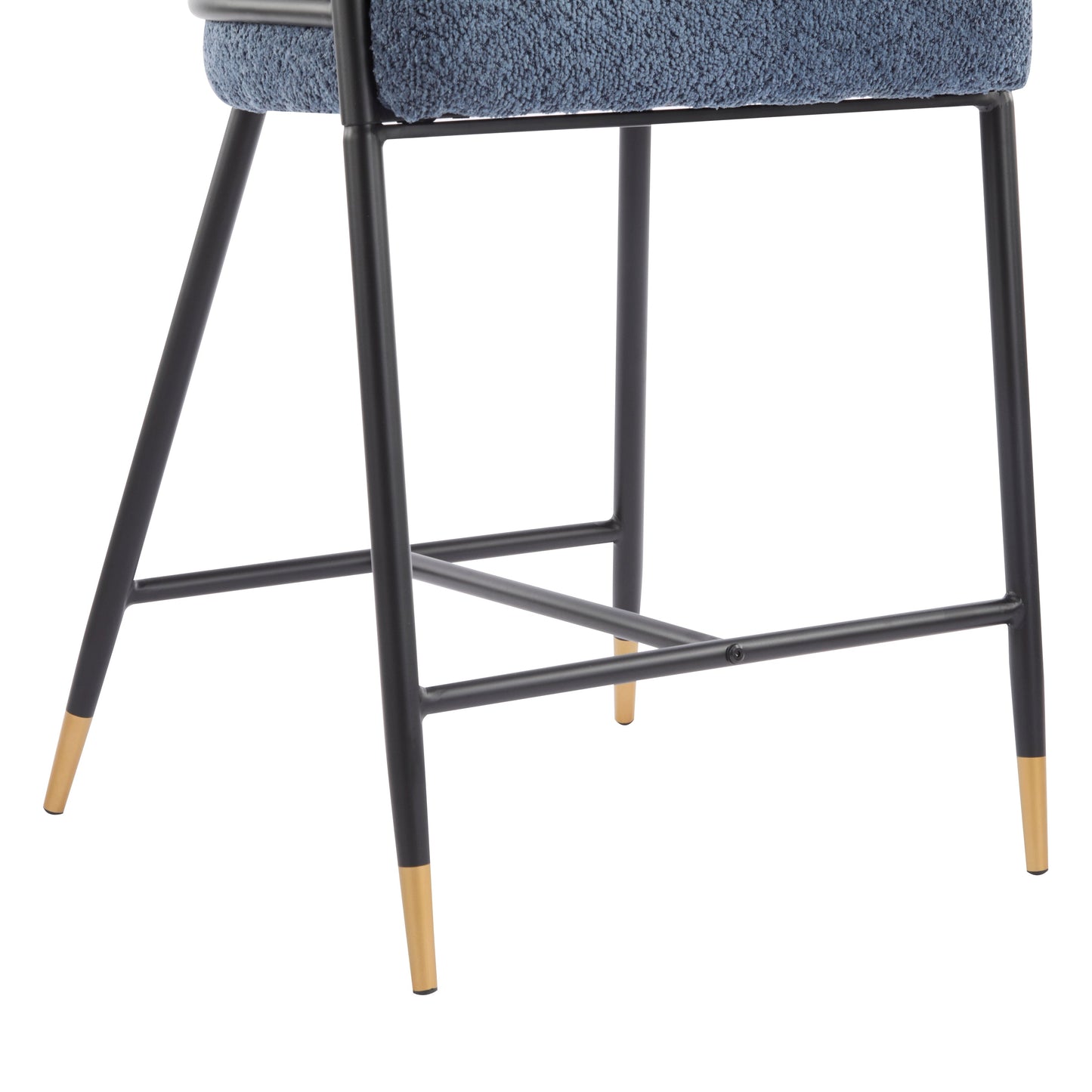 26" H Upholstered Counter Stool with Metal Frame (Set of 2) - Navy