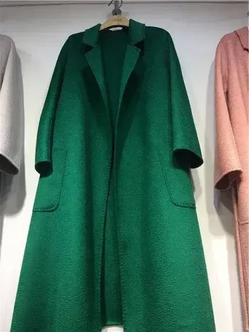 Water Ripple Cashmere Women's Long Reversible Coat β Luxury &