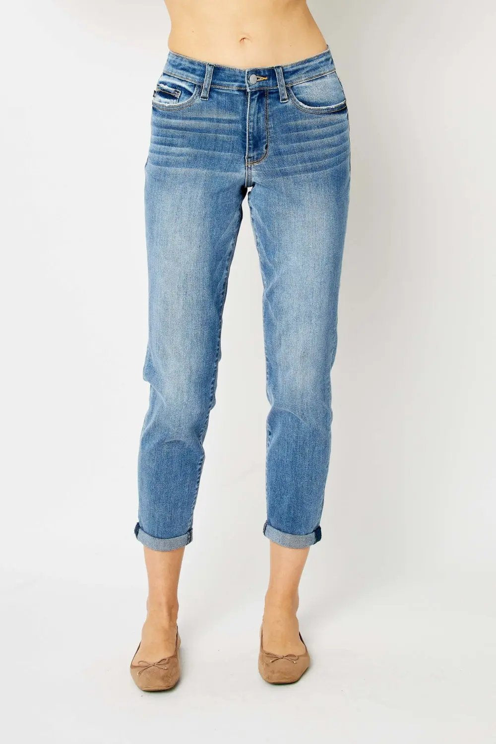 Judy Blue Cuffed Jeans Women's Slim Fit Denim — Everyday Comfort