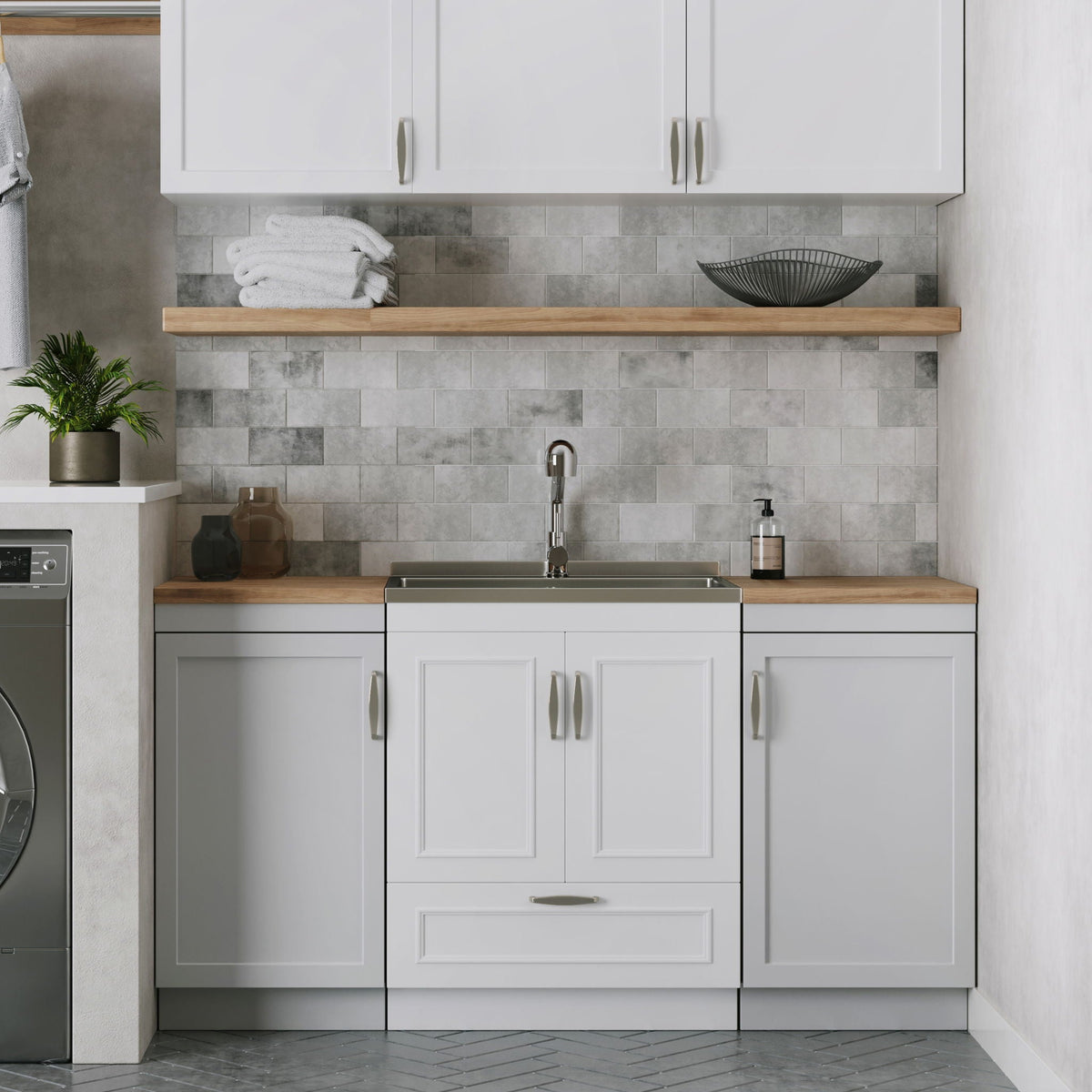 Cardinal - Laundry Cabinet With Faucet And Sink - White