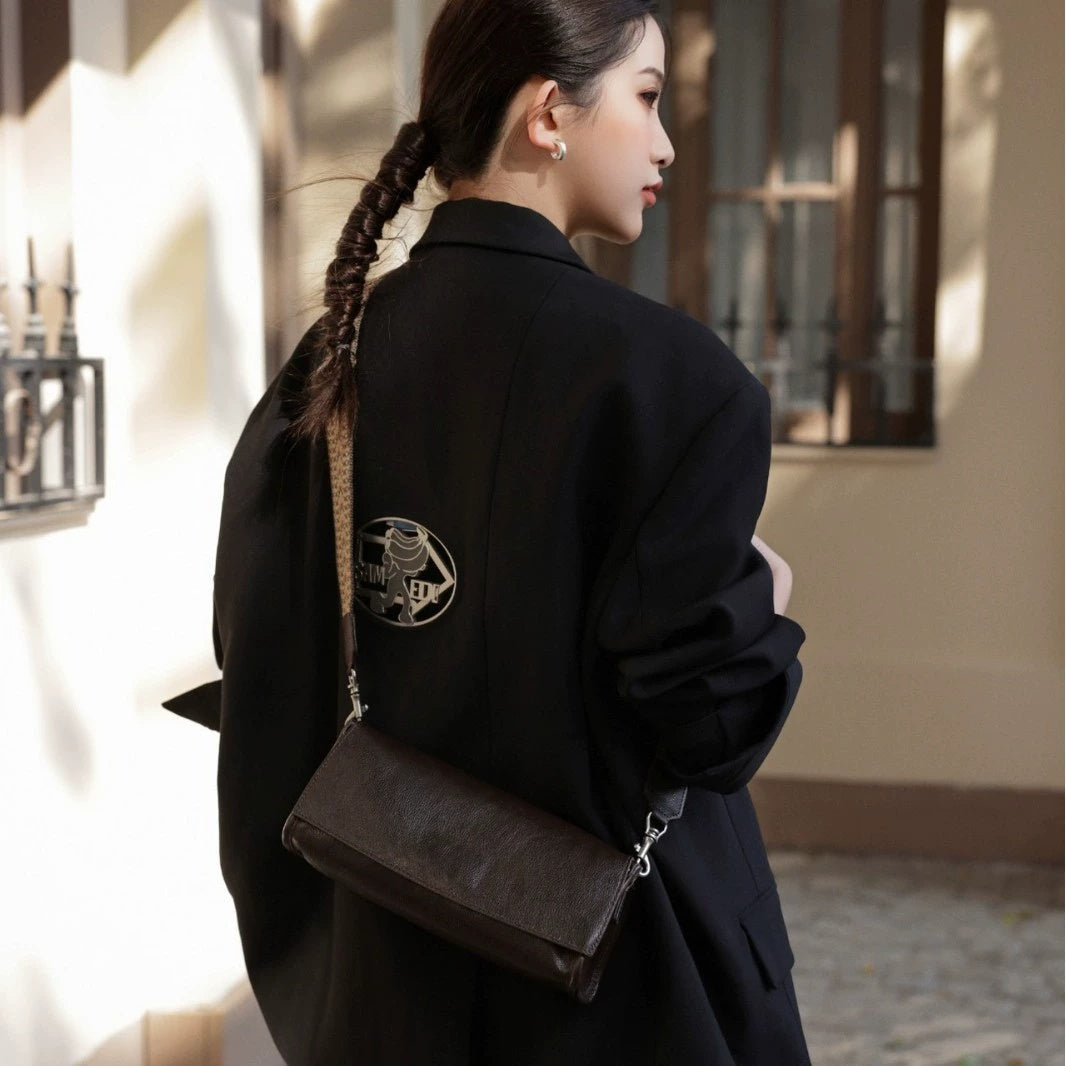 New Genuine Leather Women's Bag, High-End Feel Baguette Bag, Niche Design Shoulder And Underarm Bag, Light Luxury Crossbody Bag