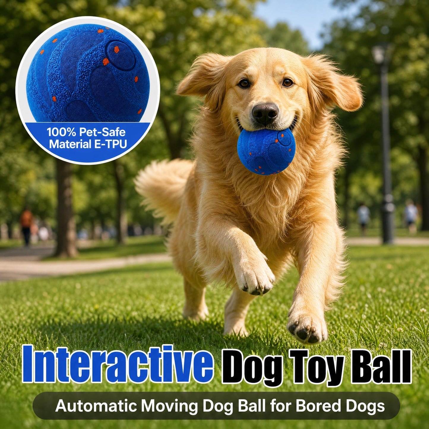 Interactive Dog Toy Ball,Automatic Interactive Dog Ball- Self Moving Toy For Small Medium Motion Activated, Durable ChewProof ETPU Material, USB Rechargeable, Relieves Boredom