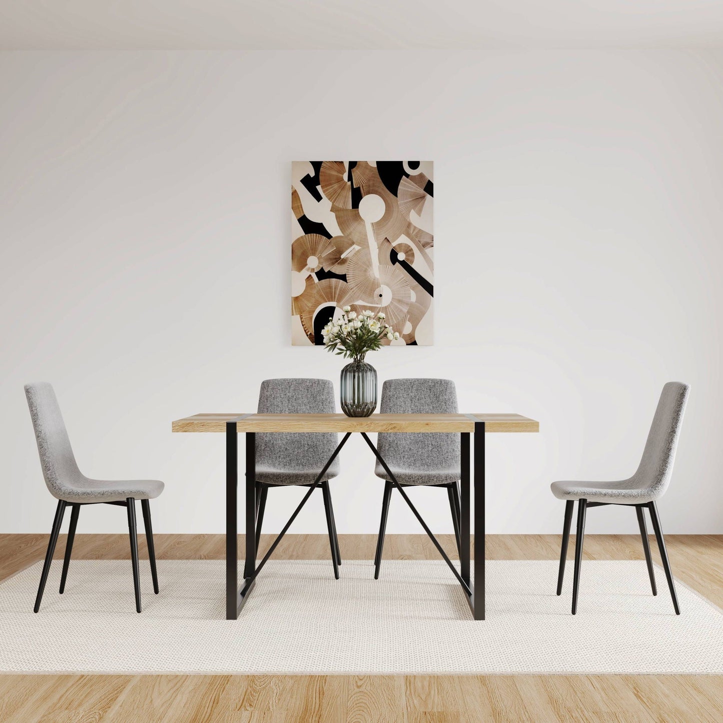 Modern Upholstered Dining Chairs With Cushion Seat And Sturdy Legs (Set of 4)