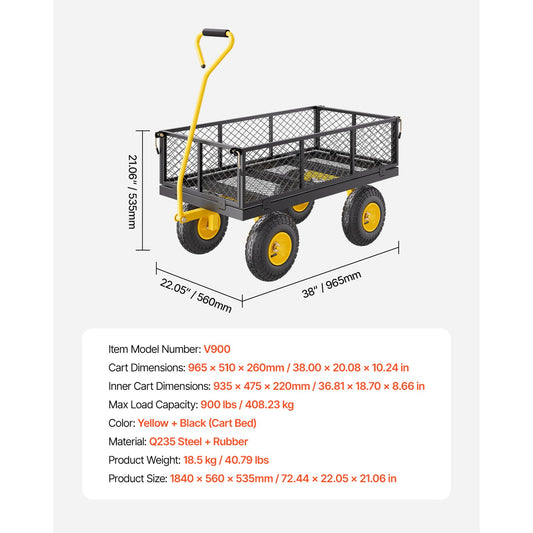 900 Lbs Heavy Duty Steel Garden Cart