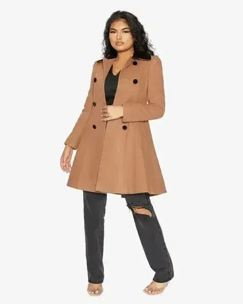 Velvet Trim Skater Coat - Royal Inspired | Femstylo