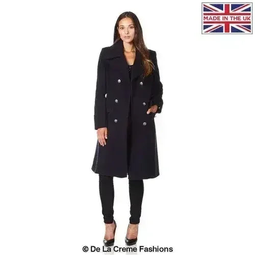 Wool Blend Double Breasted Midi Coat