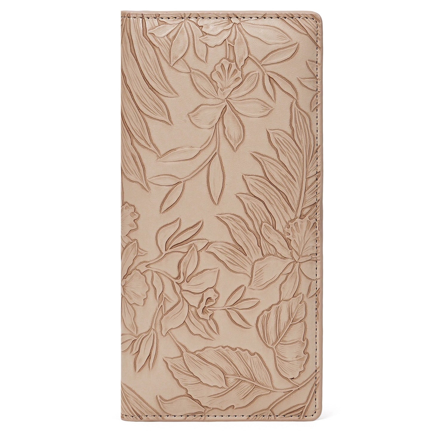 Floral Carved Womens Long Wallet With Embossed Pattern