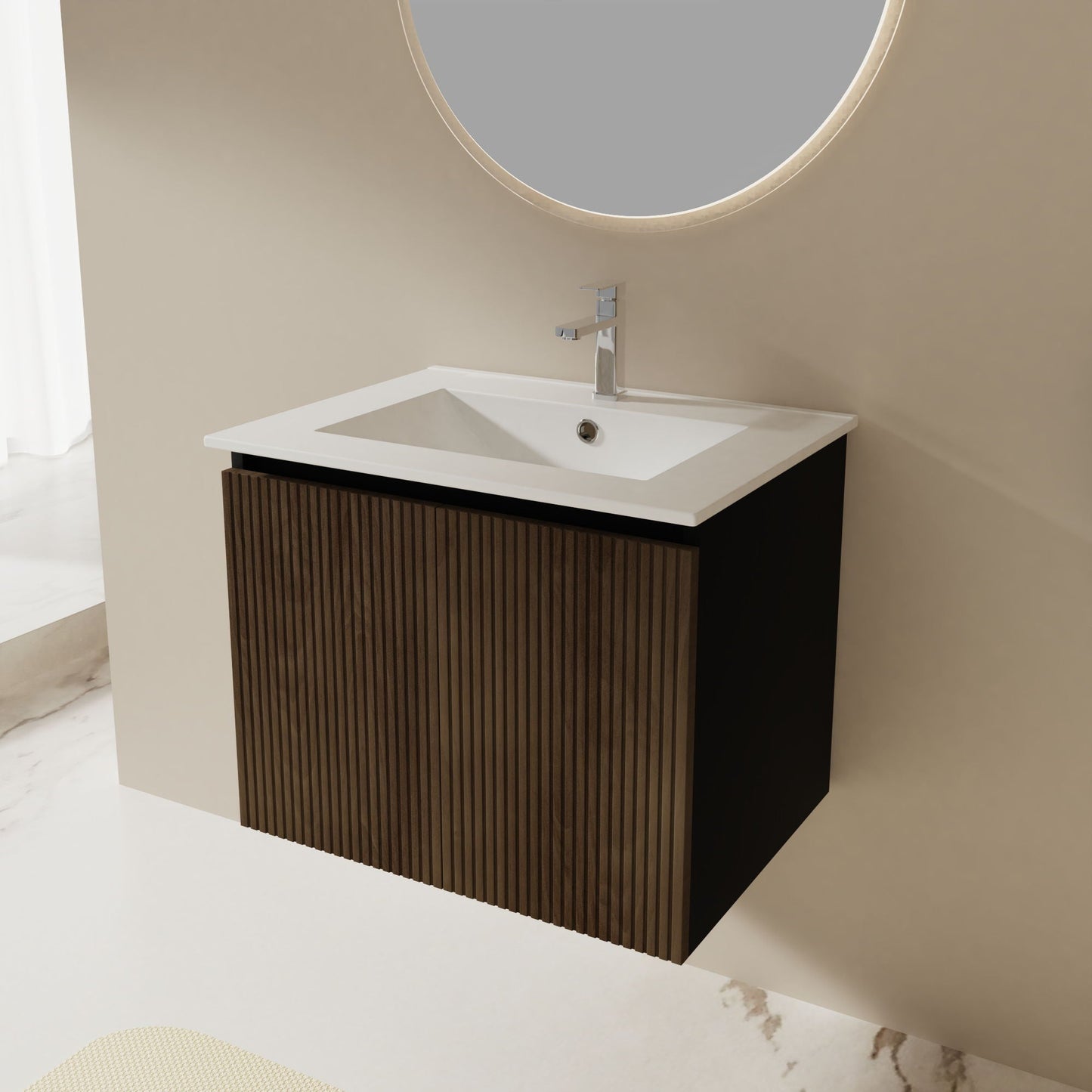 Floating Bathroom Vanity Combo, Towel Rack
