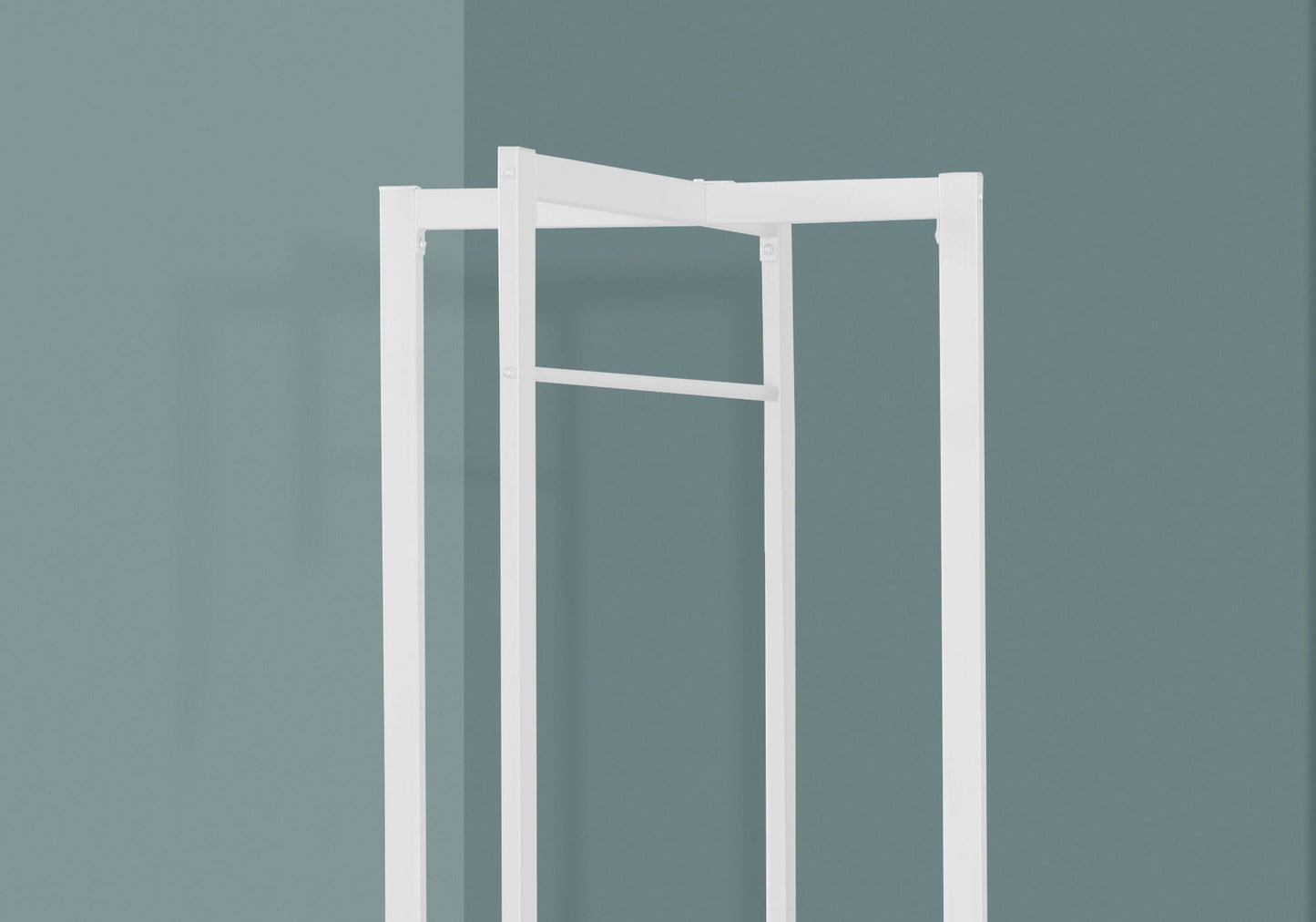 Coat Rack Hall Tree Free Standing Hanging Bar Entryway White