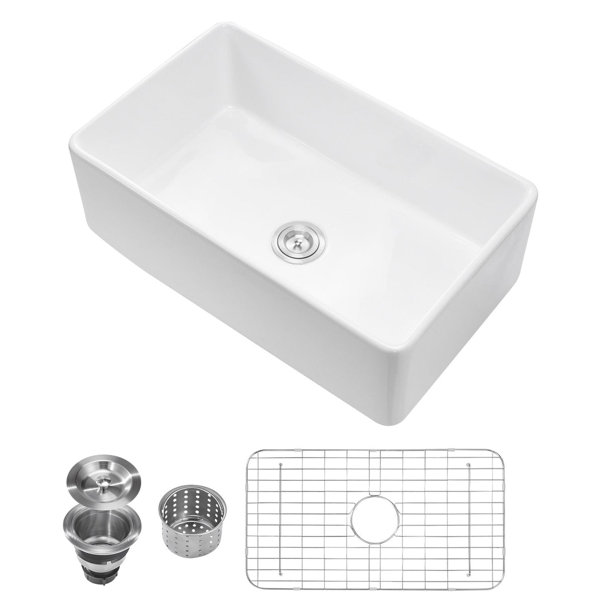 33.5x20 in Farmhouse Sink Undermount Kitchen Single Bowl Basin Fireclay