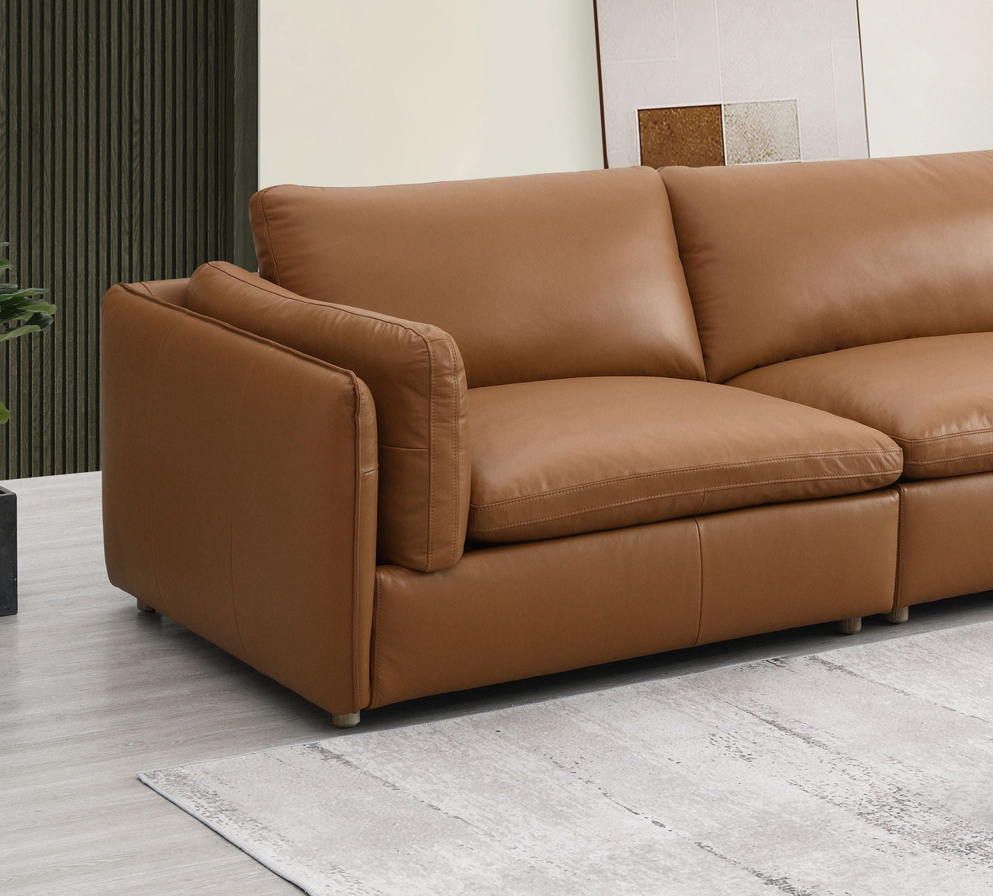 Brighton Top Grain Leather Modular Sectional - Light Brown