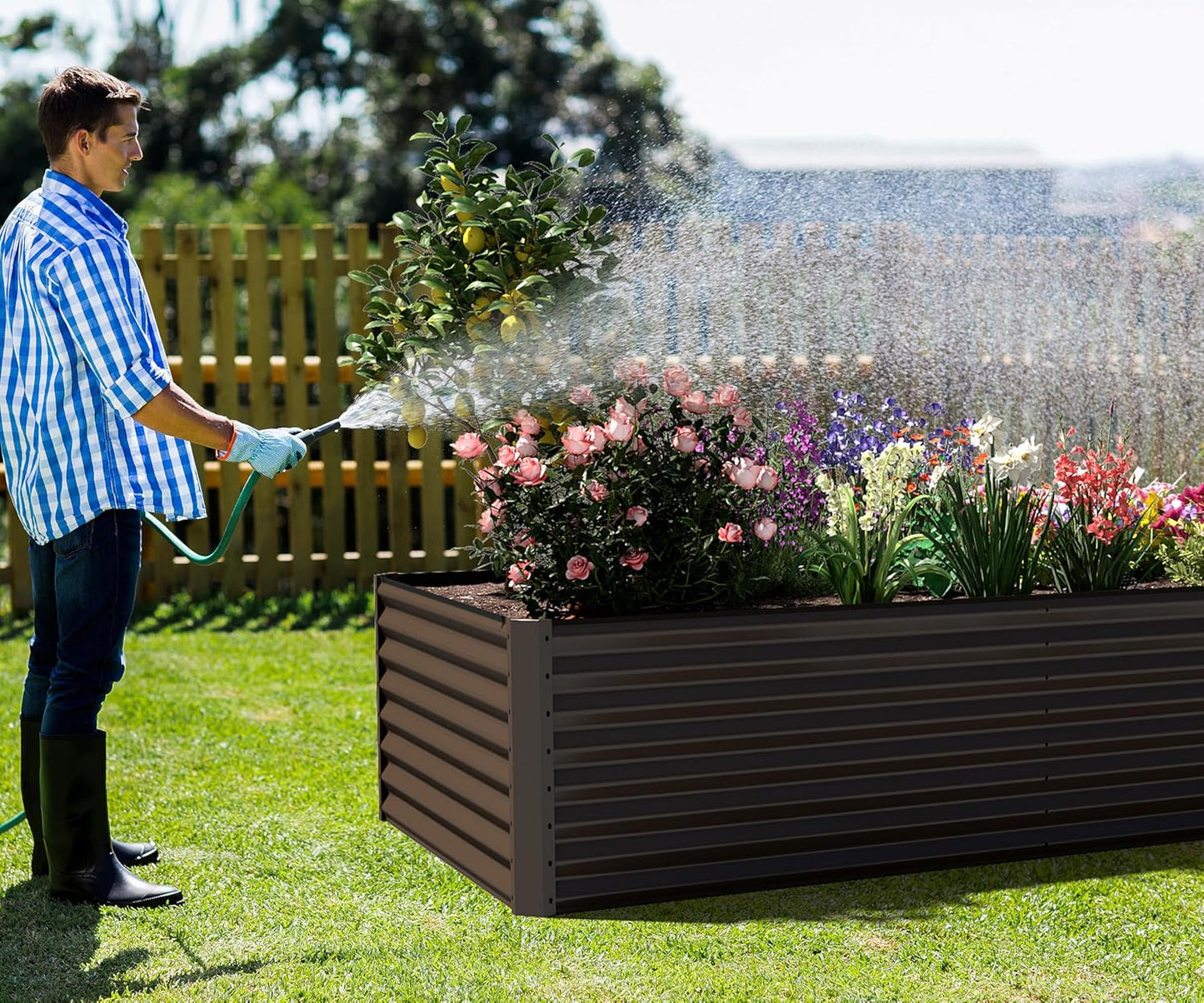 6x3x2 ft Galvanized Raised Garden Bed