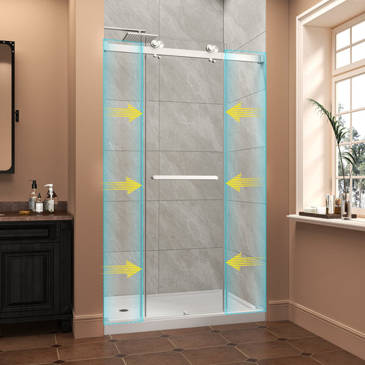 43"-48" W x 76" H Brushed Nickel Reversible Double Bypass Sliding Shower Door