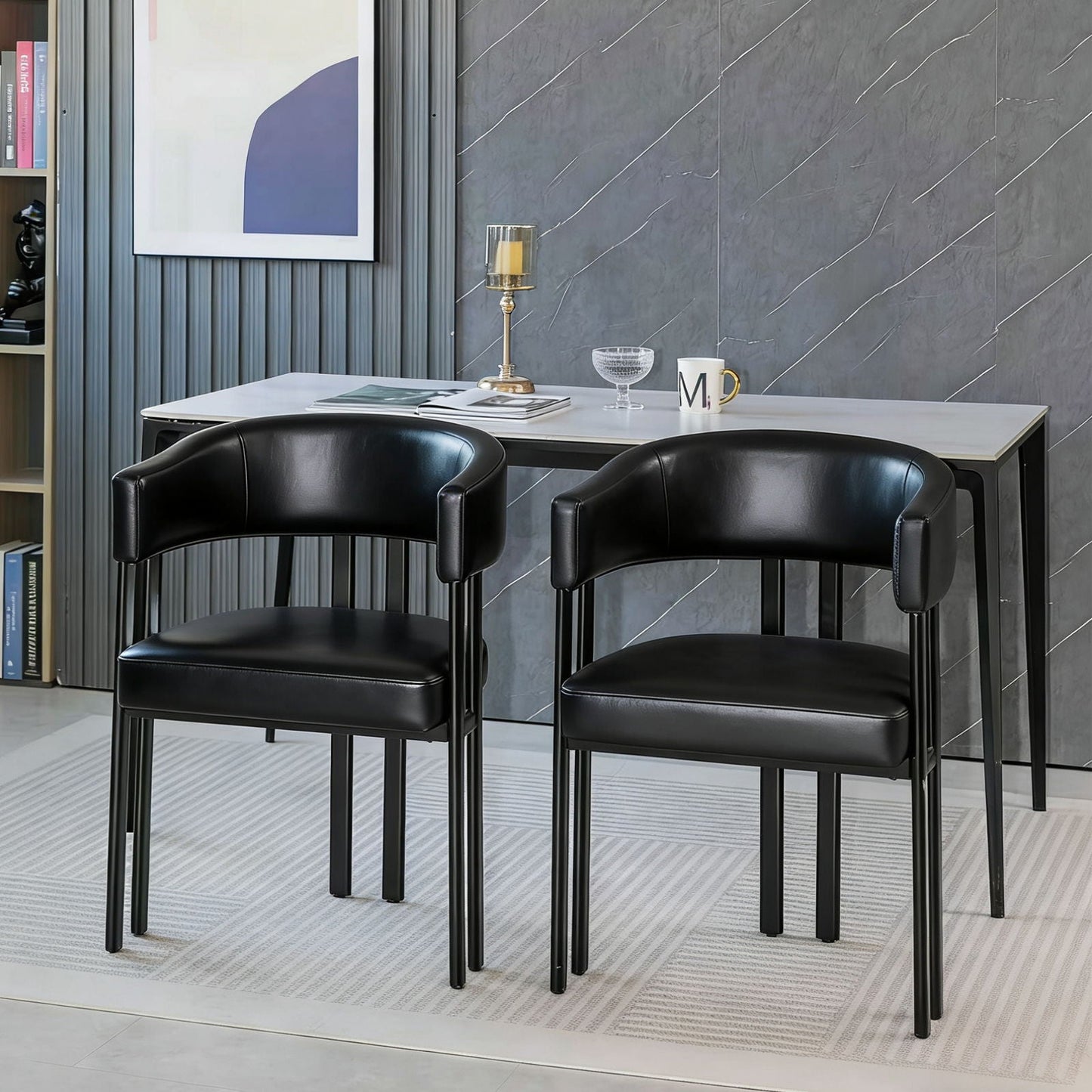 Modern Dining Upholstered Barrel Chair With Curved Back And Armrests