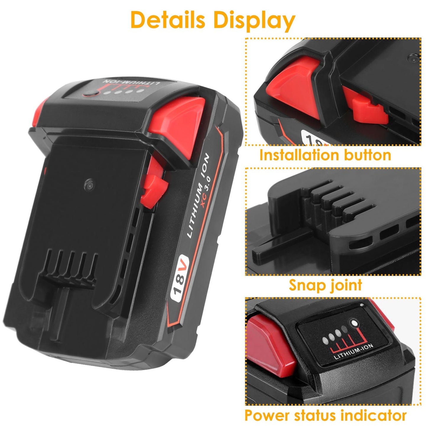 18V Battery Replacement Compatible with Milwaukee 18V M18 Cordless Power Tool Lithium Battery 48-11-1815 48-11-1820 48-11-1822 48-11-1840 48-11-1841 4