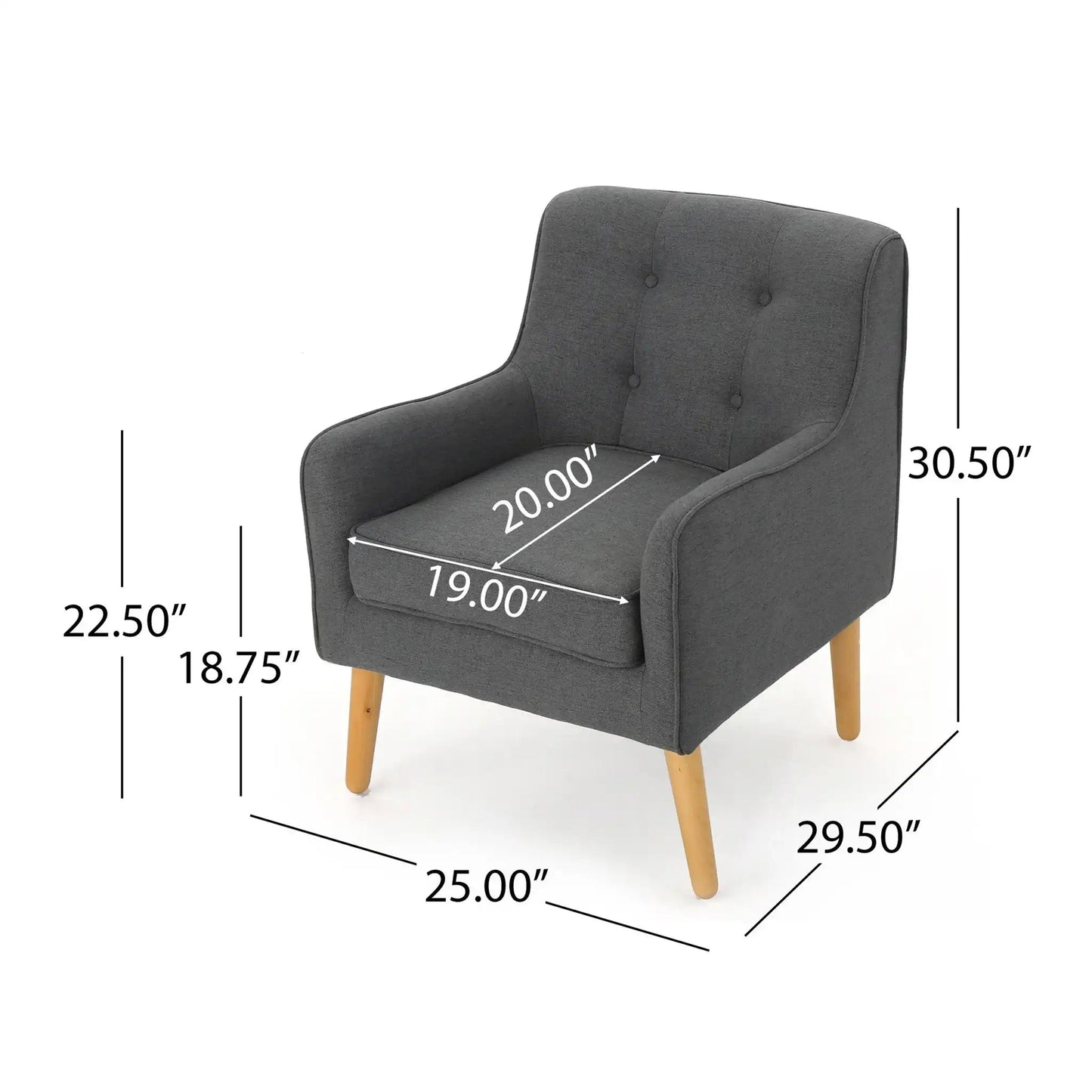 Modern Arm Chair With Tufted Back and Wooden Legs