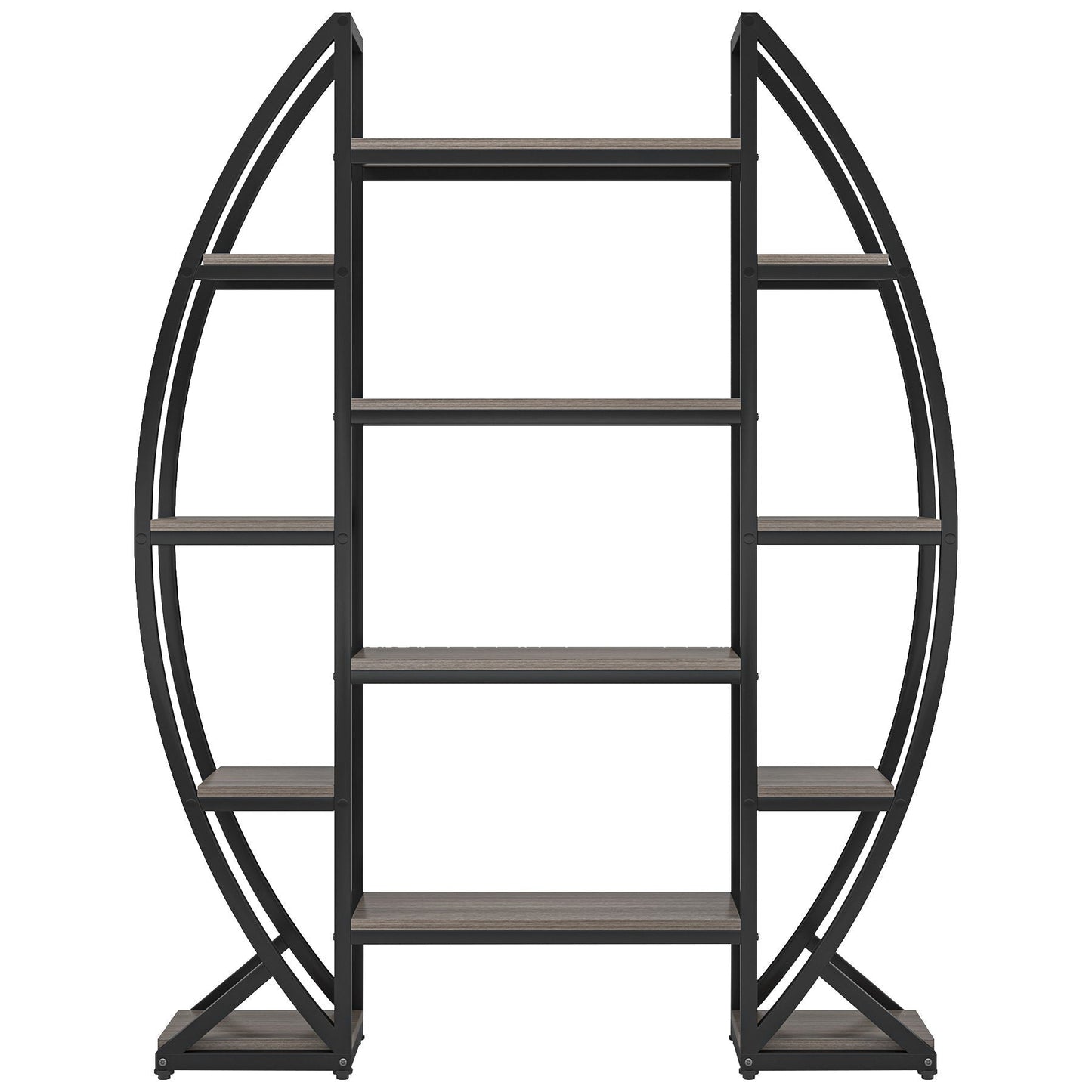 Triple Wide Oval Etagere Bookcase With Shelves For Living Room
