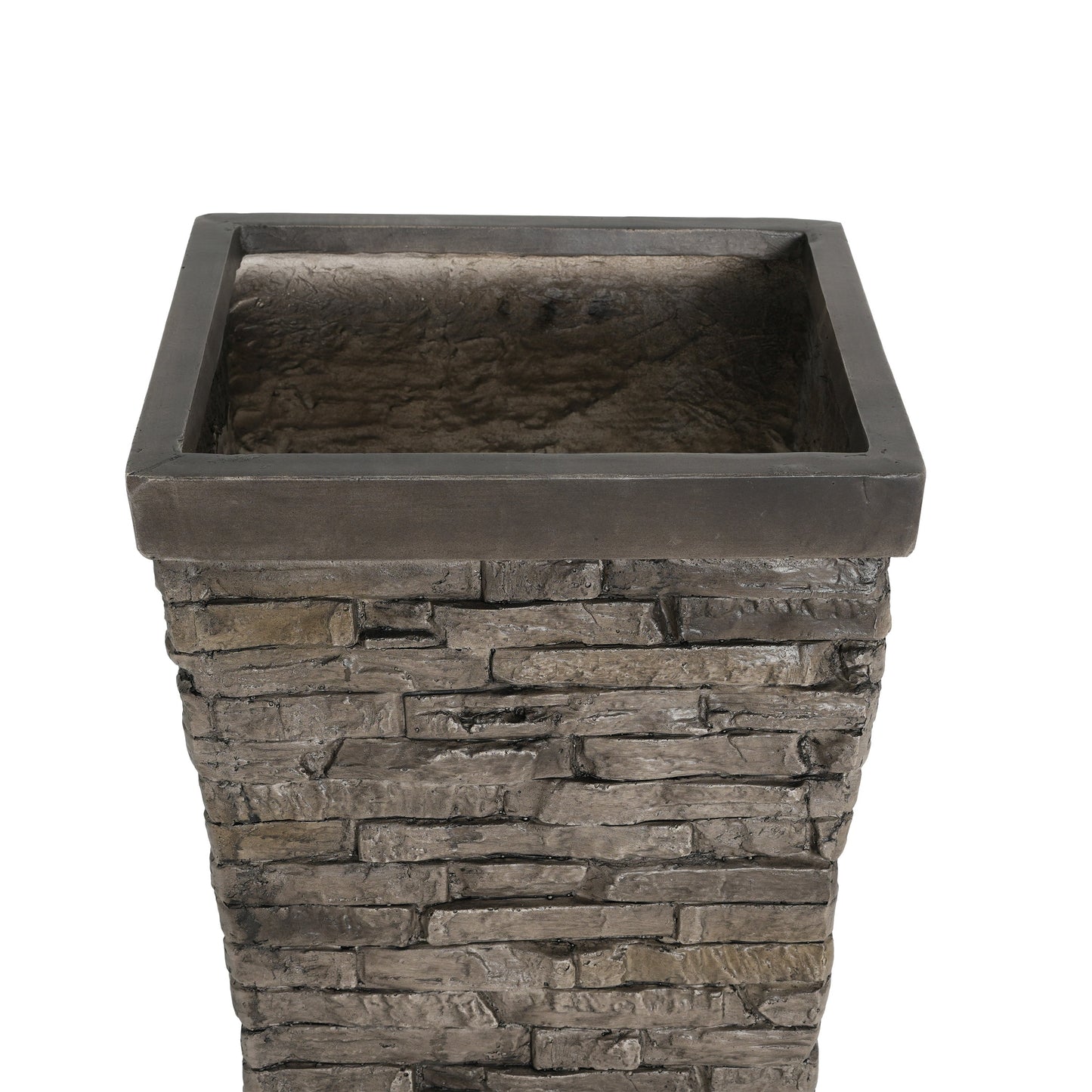 Tall Stone-Effect Square Planter