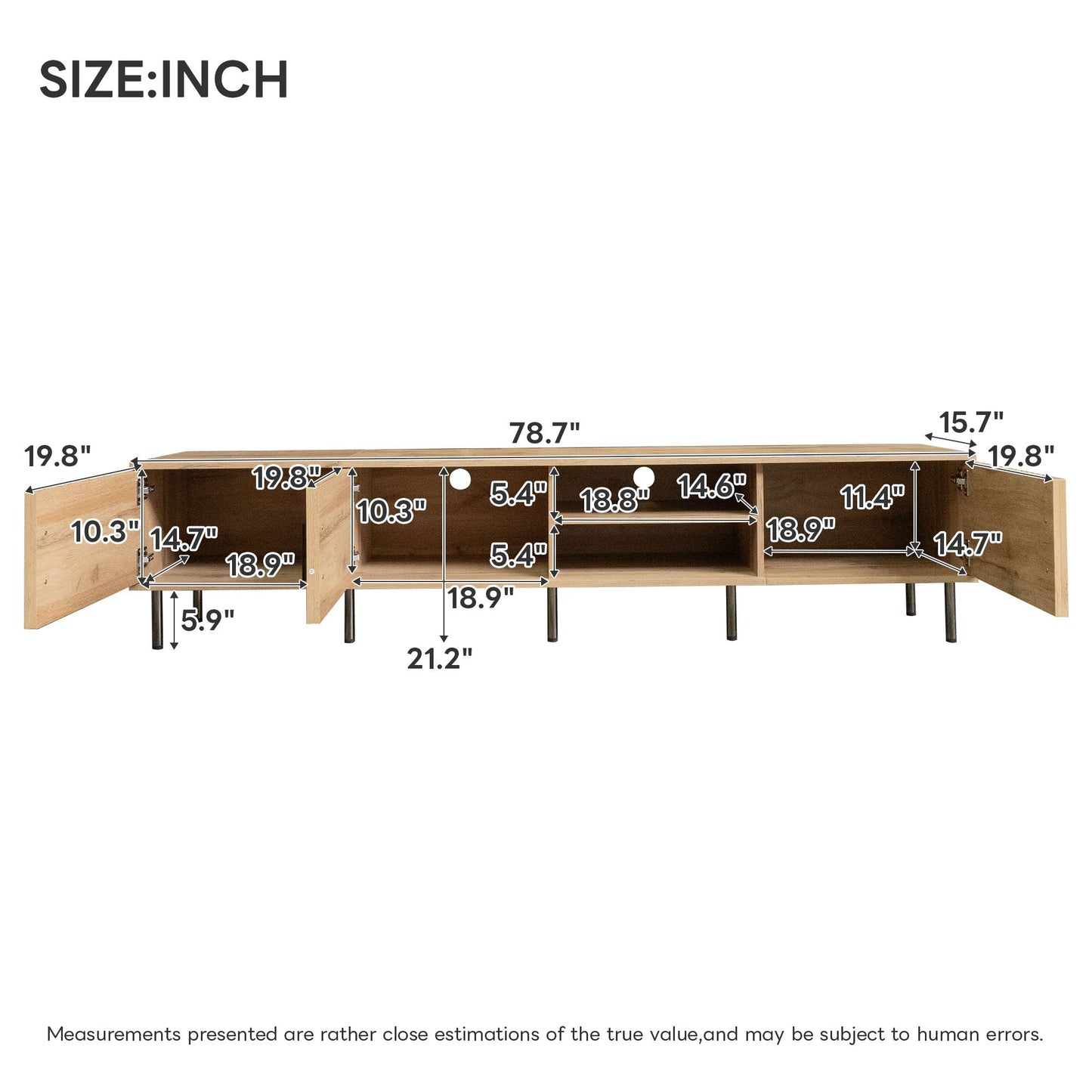 78" TV Stand For TVs Up To 85" With Closed Storage, Living Room Entertainment Center - Natural Wood