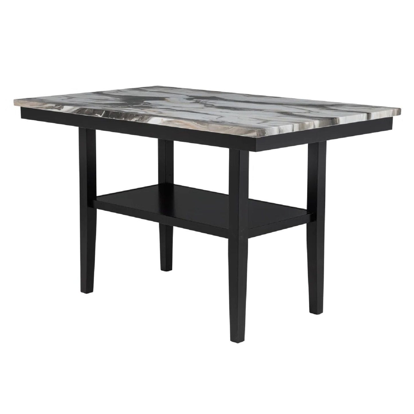 5 Piece Counter Dining Set With Table, Chairs - Black / Brown